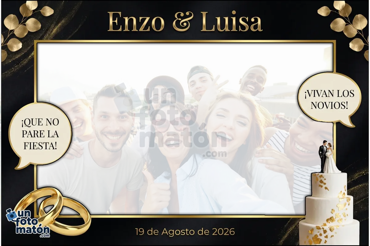 Photocall de Boda Elegante — minimalista con tipografía moderna, tonos neutros y geometrías limpias · personalizable