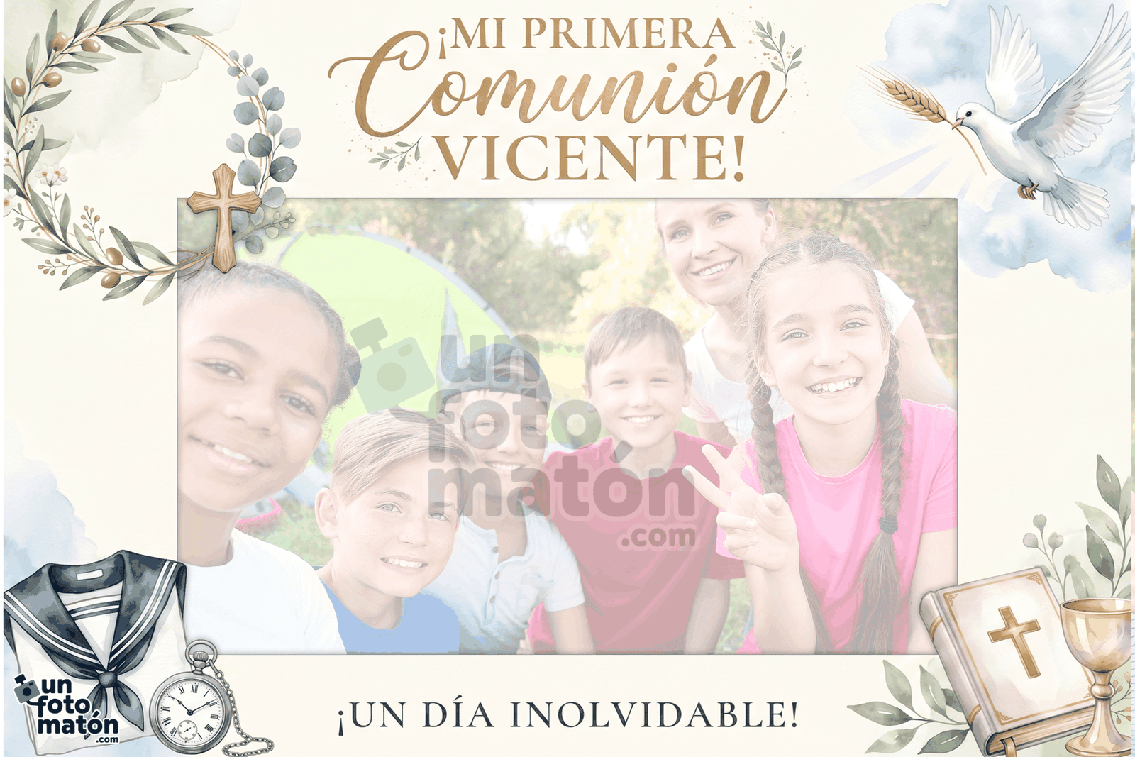 Fotomatón Comunión Niño Acuarela