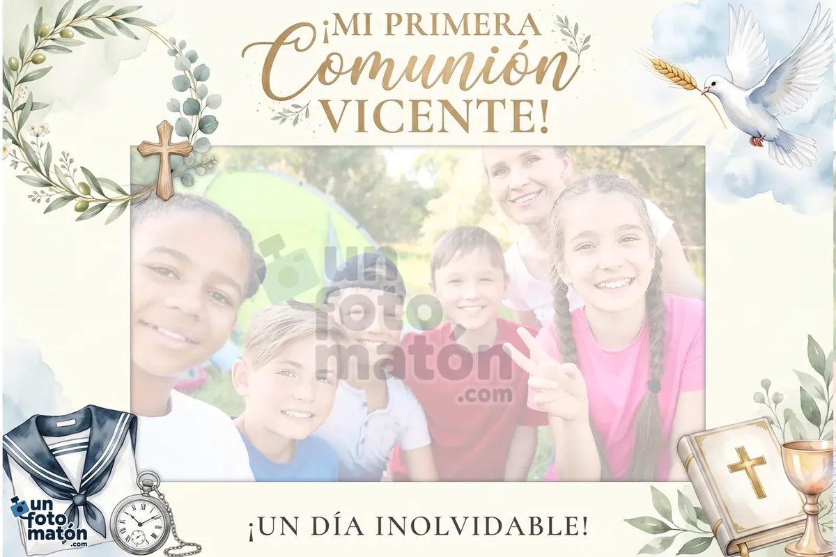 Photocall de Comunión Niño Acuarela para primera comunión