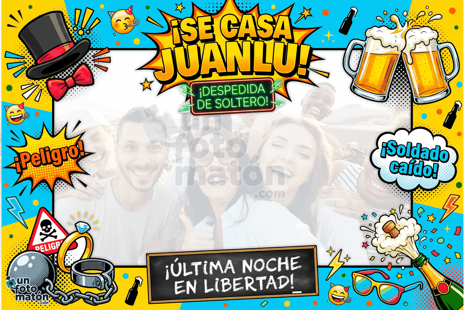 Fotomatón personalizado de Despedida de Soltero Cómic para celebraciones · despedidas