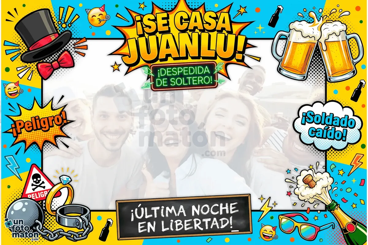 Photocall de Despedida de Soltero Cómic para despedida de soltera o soltero