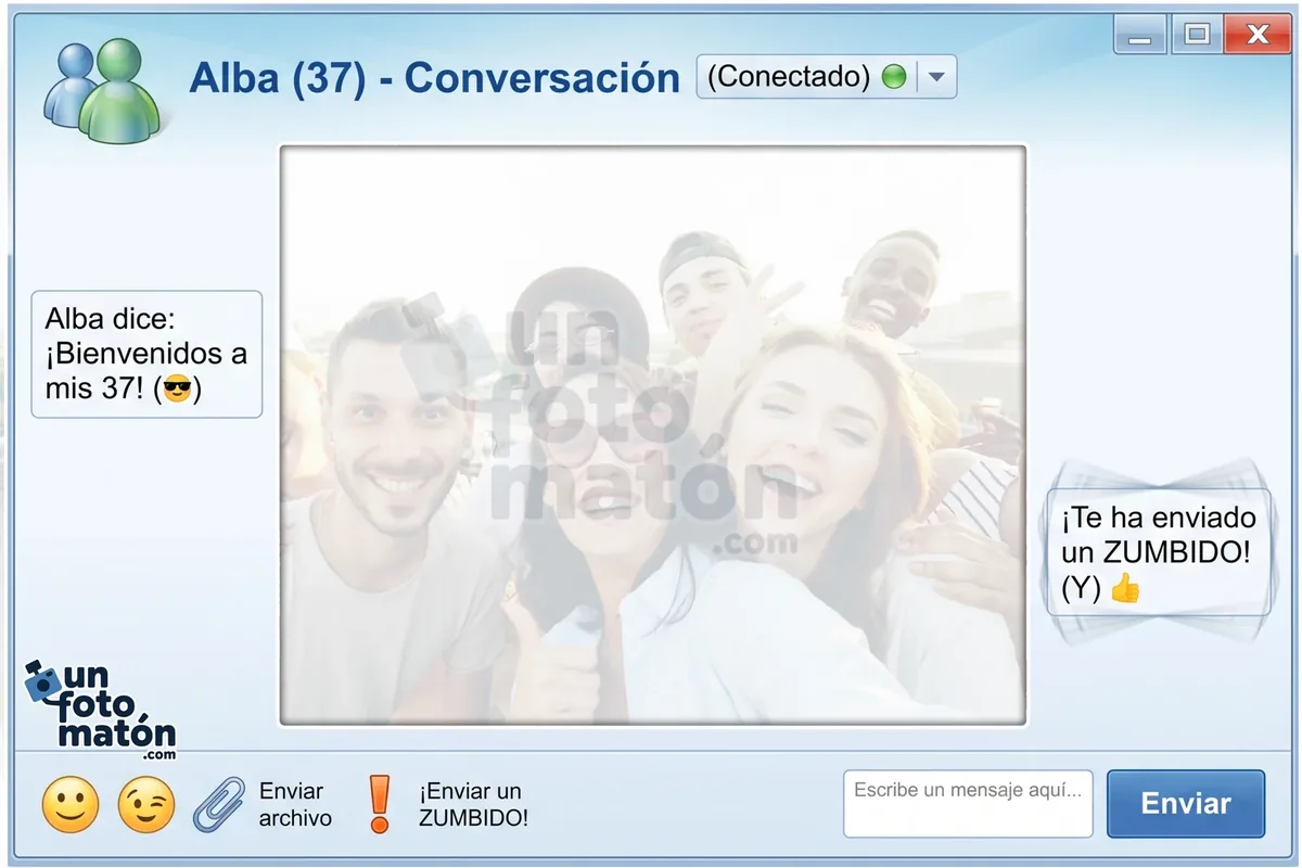 Photocall de Messenger Retro para cumpleaños de adulto