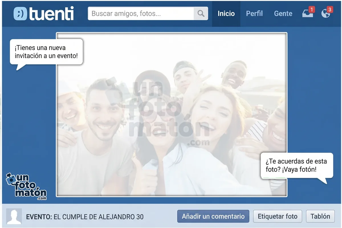 Photocall de Tuenti Retro para cumpleaños de adulto