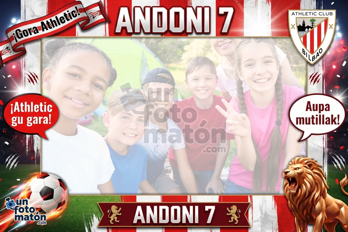 Photocall de Athletic Club para cumpleaños con temática de fútbol