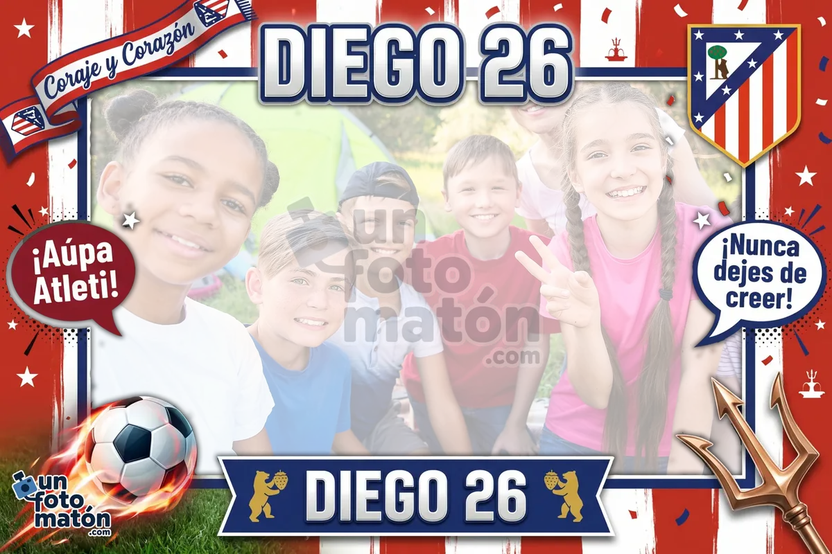 Photocall de Atlético de Madrid para cumpleaños con temática de fútbol