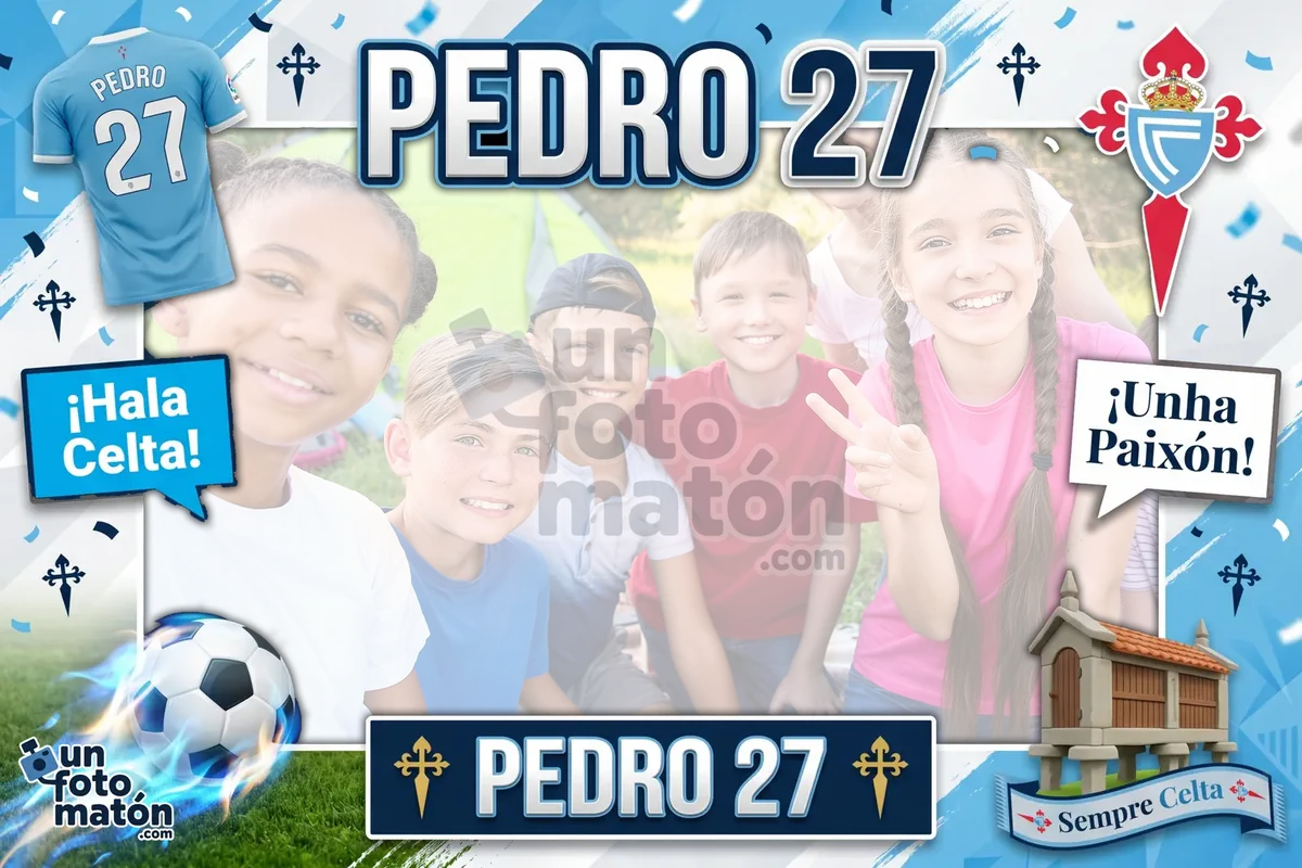 Photocall de Celta de Vigo — los colores celestes del Celta, escudo y motivos del Balaídos · personalizable