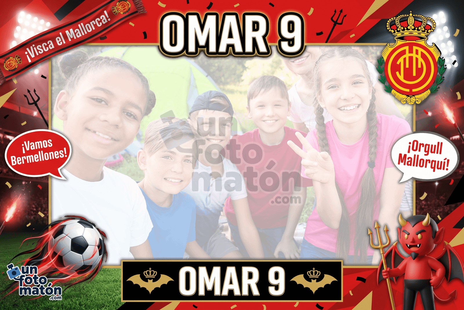 Fotomatón personalizado de Girona FC para cumpleaños · fútbol