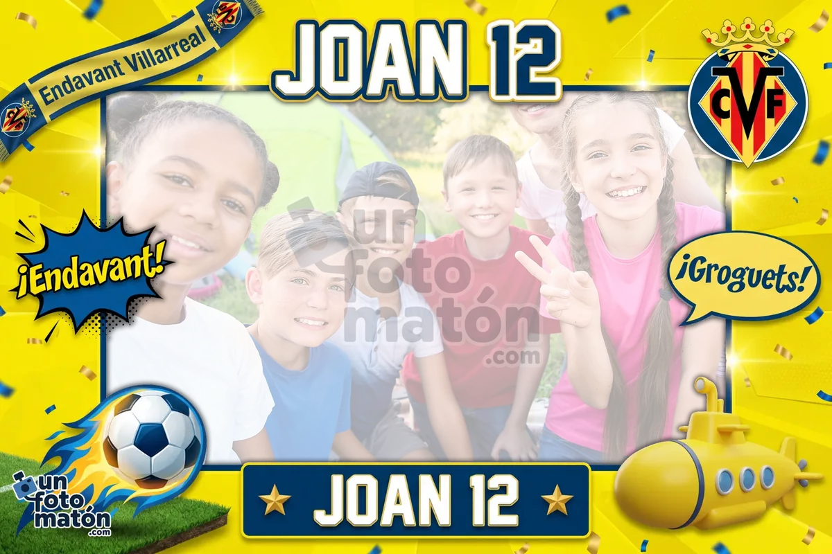 Photocall de Villarreal CF para cumpleaños con temática de fútbol