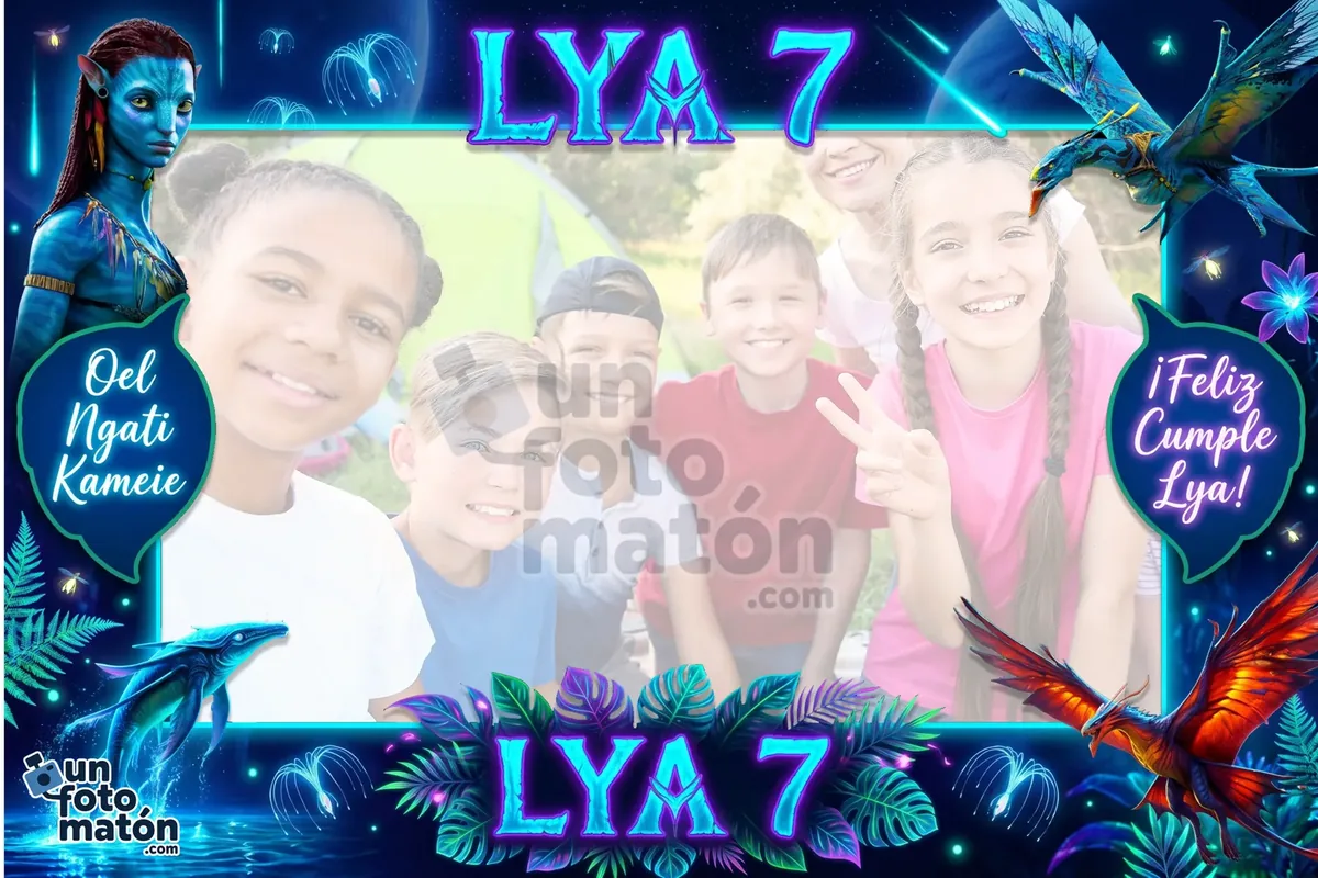 Photocall de Avatar — Inspirado en Avatar con elementos de los cuatro elementos: agua, tierra, fuego y aire · personalizable