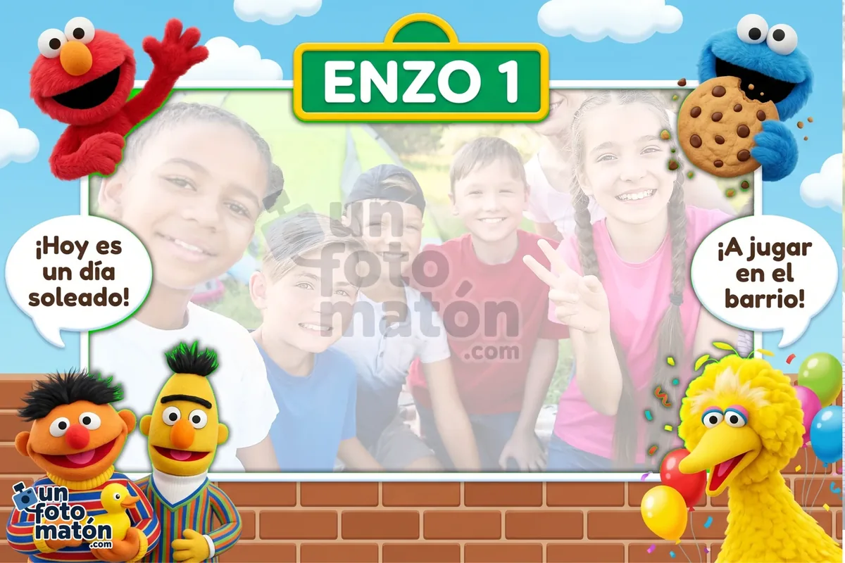 Photocall de Barrio Sésamo — Coco, Epi, Blas, Triki y los personajes inolvidables de Barrio Sésamo · personalizable