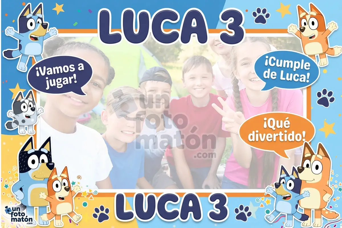 Photocall de Bluey para cumpleaños infantil