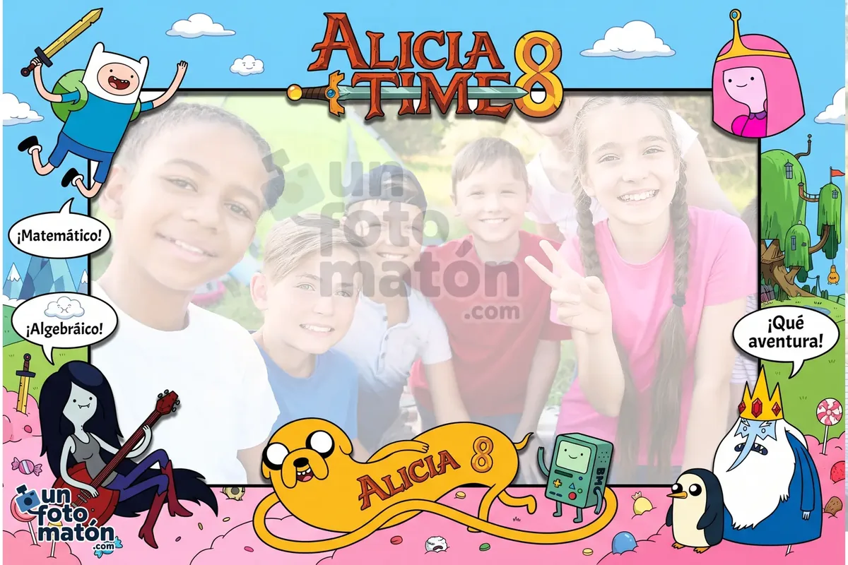 Photocall de Hora de Aventuras — Finn, Jake y los personajes alocados de la Tierra de Ooo · personalizable