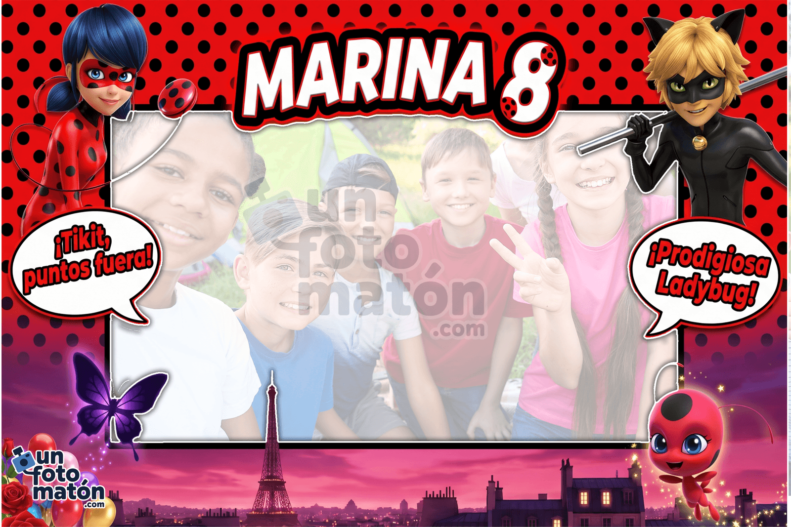Fotomatón personalizado de Ladybug para cumpleaños · infantil