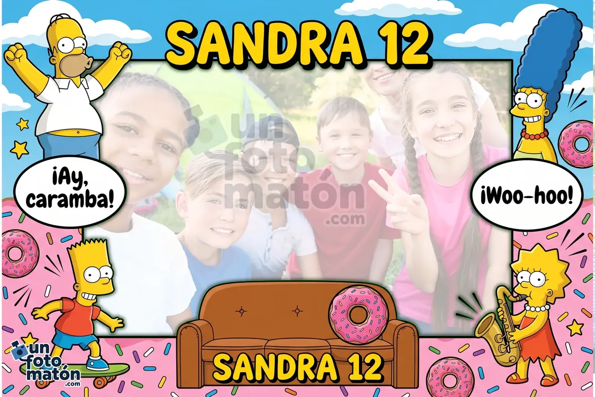 Photocall de Los Simpson — la familia Simpson en Springfield y el característico color amarillo · personalizable