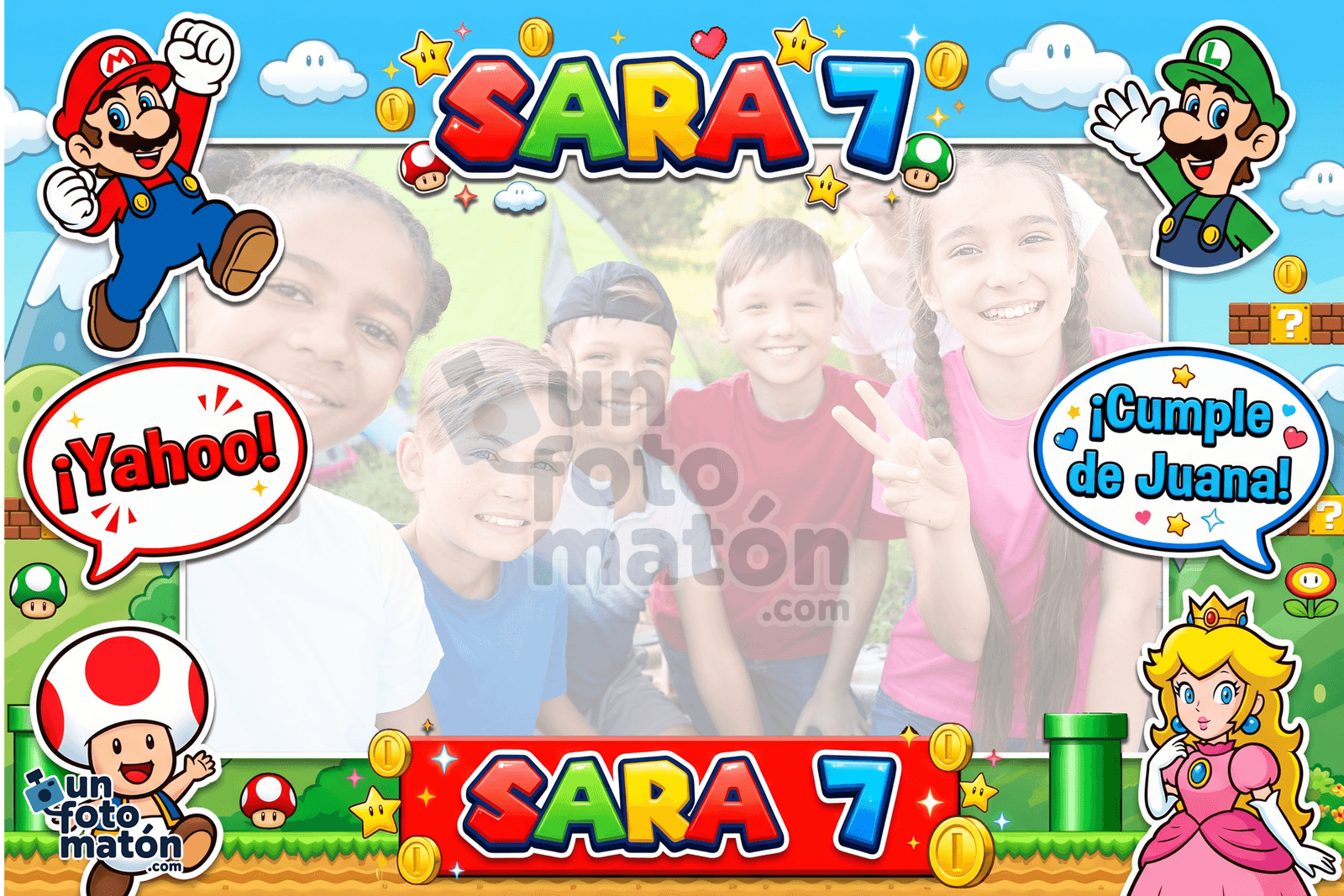Fotomatón personalizado de Mario Bros para cumpleaños · infantil