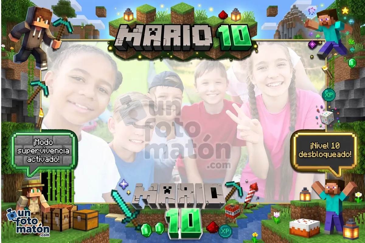 Photocall de Minecraft — la estética pixel art de Minecraft: bloques, Creeper