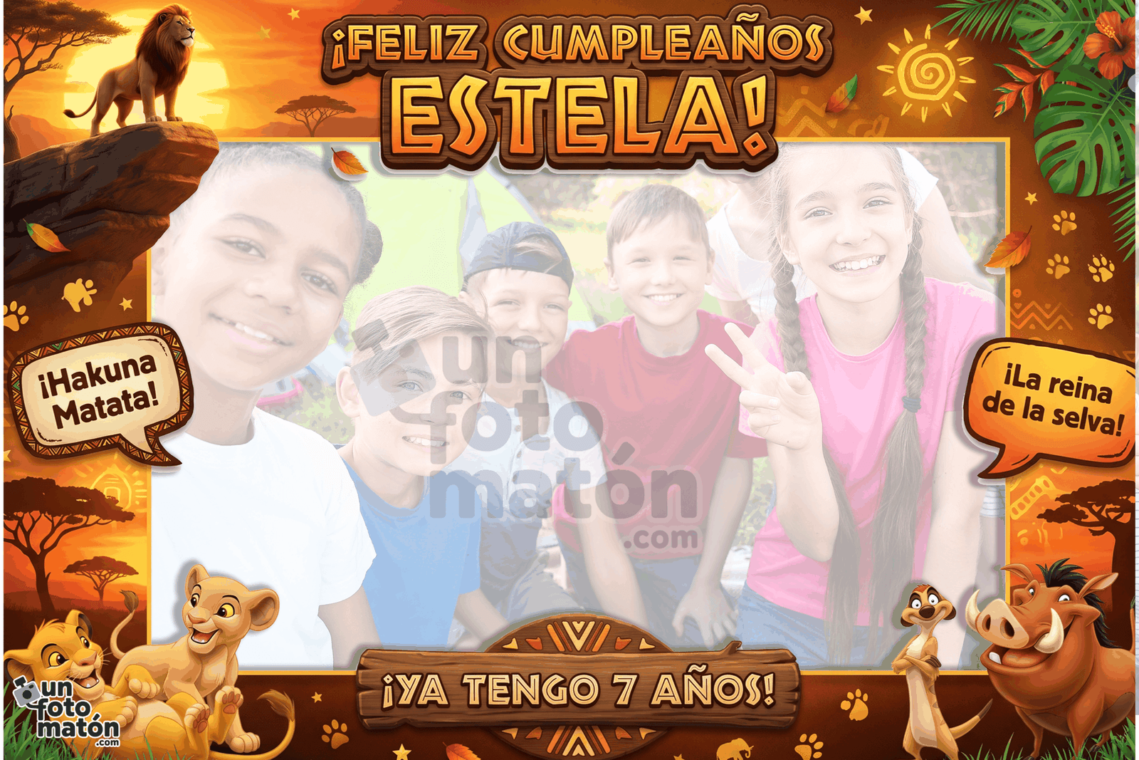 Fotomatón personalizado de El Rey León para cumpleaños · infantil