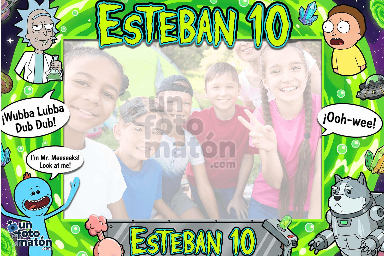 Fotomatón personalizado de Rick y Morty para cumpleaños · infantil