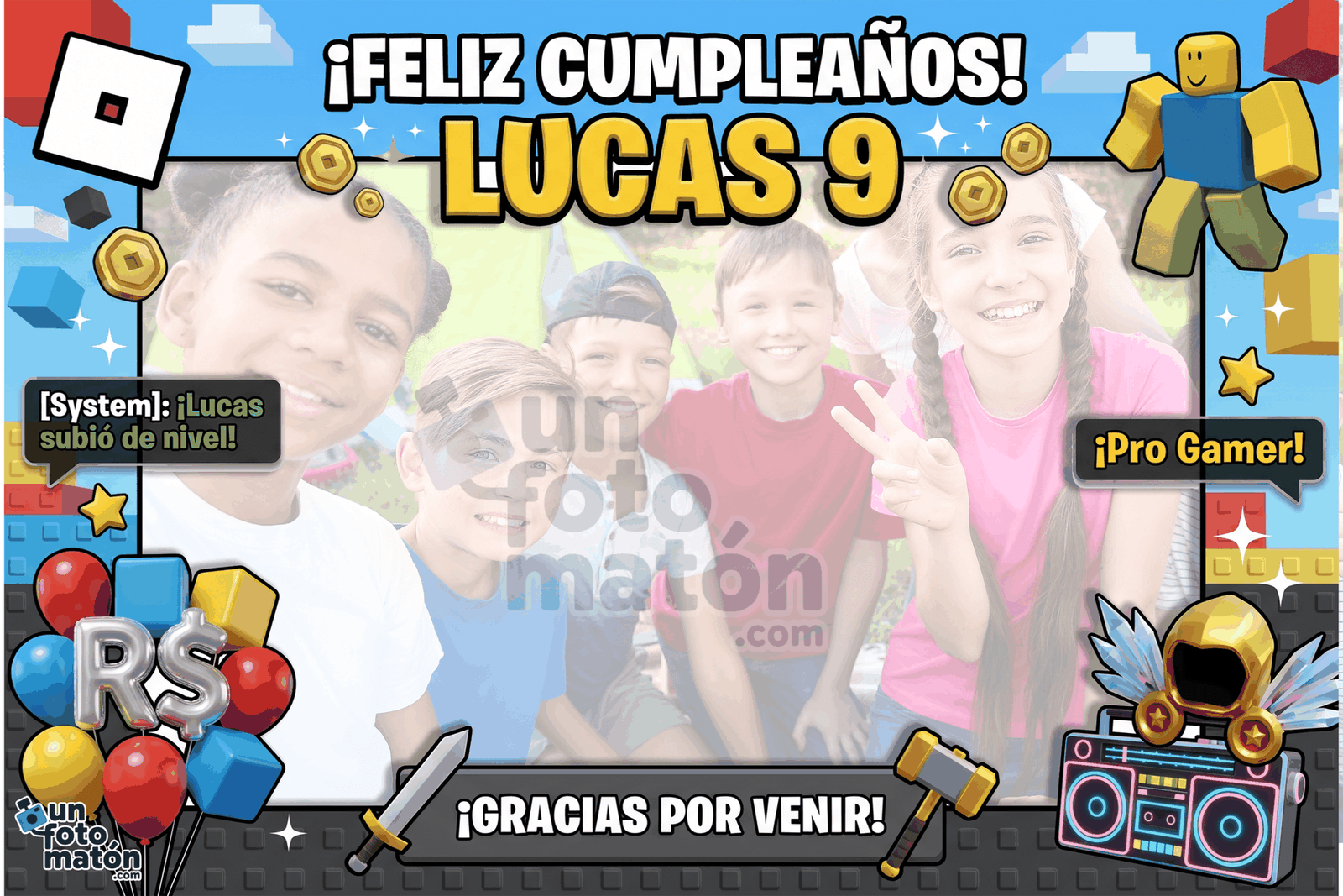 Fotomatón personalizado de Roblox para cumpleaños · infantil