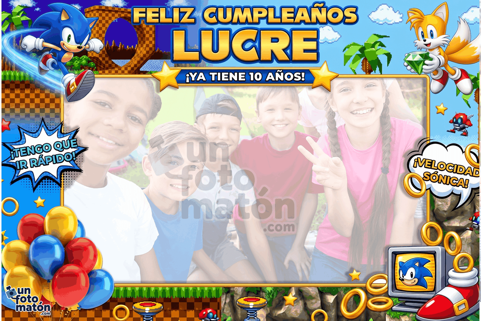 Fotomatón personalizado de Sonic para cumpleaños · infantil