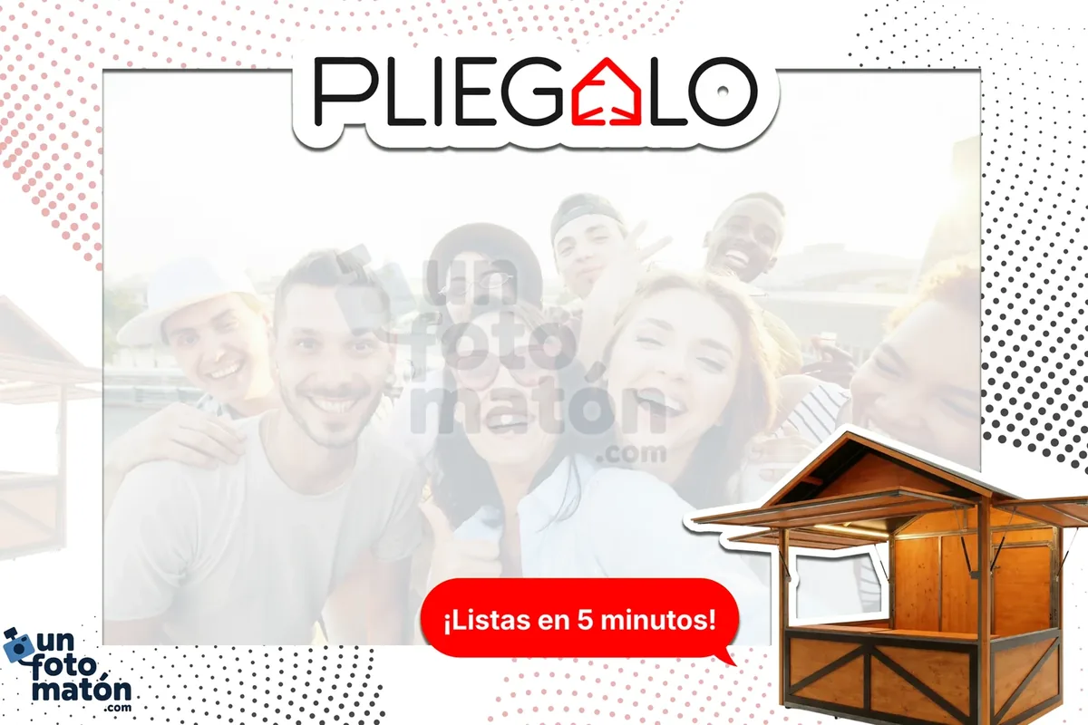 Photocall corporativo con el logo del cliente, una foto de su producto y su mensaje de marca