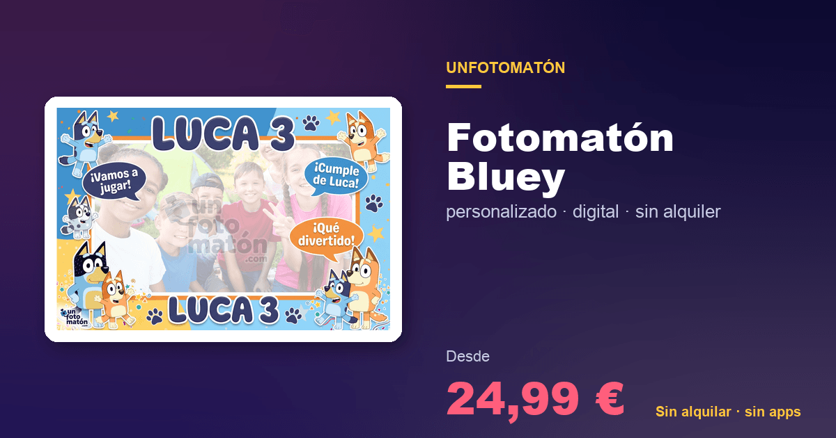Photocall de Bluey para cumpleaños infantil